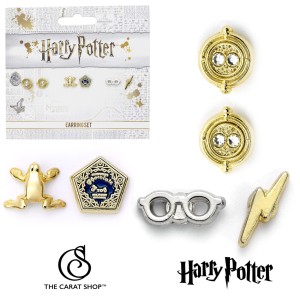 Official Harry Potter Stud Earring Set including Time Turners, Chocolate Frogs, and Glasses with Lightning Bolt earrings WE0106
